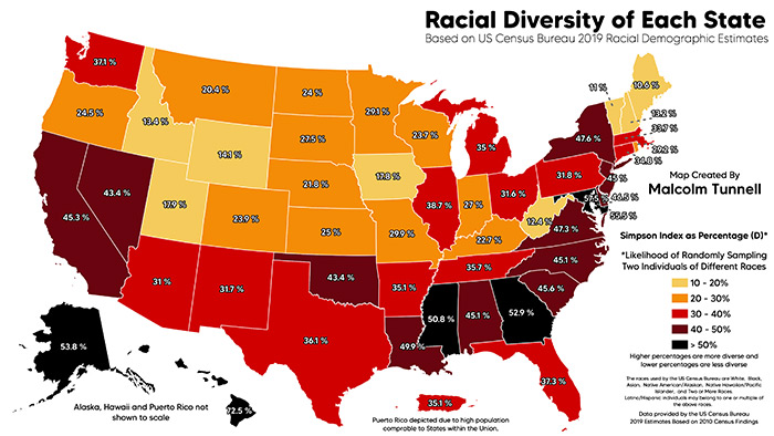 Racial Diversity of Each State