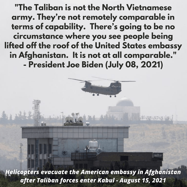 Biden - Taliban is not the North Viet Cong Embassy Helicoptor Powerline