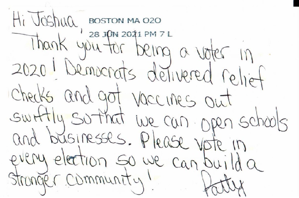 Joshua Taylor Postcard Back