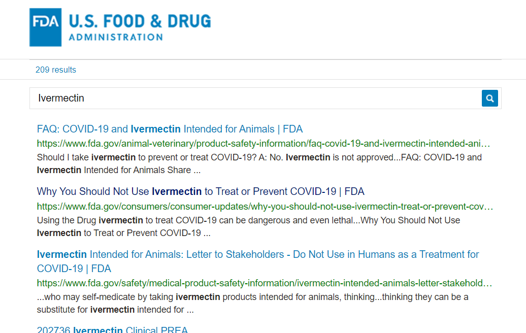 FDA Search Results, Ivermectin