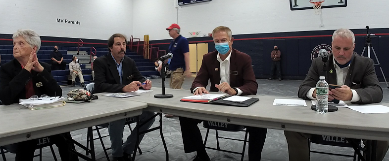 NH State Reps Louise Andrus Jose Cambrills Mike Moffett Howard Pearl at the MVSD Board meeting