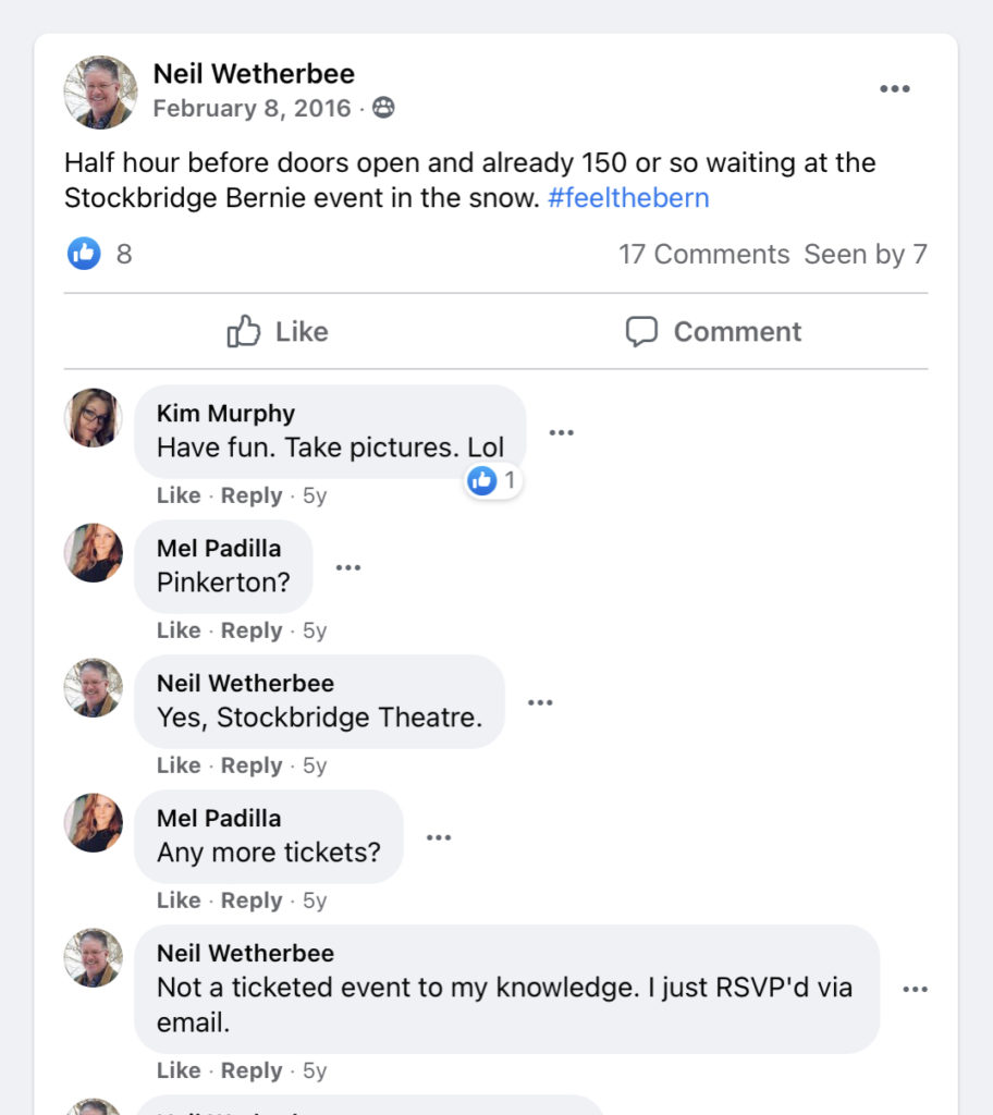 Neil Wetherbee Bernie Sanders Tweet