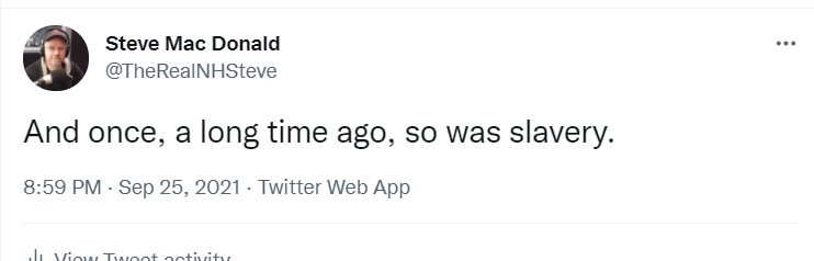 Tweet - And once so was slavery