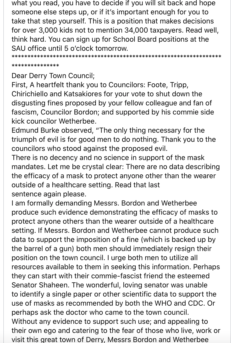 wetherbee mask mandate two