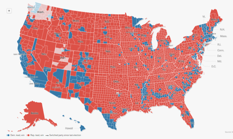 Red vs Blue by Counties