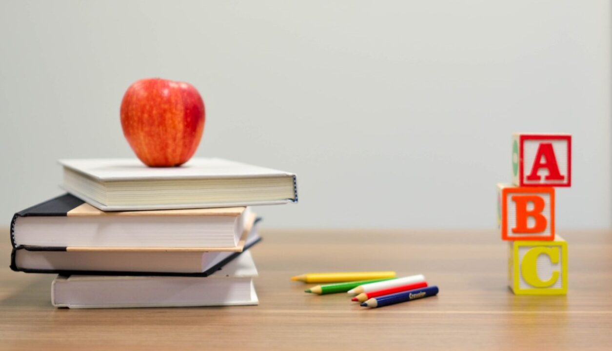 ABC school books apple