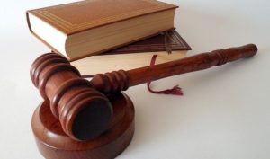 Gavel law books courts