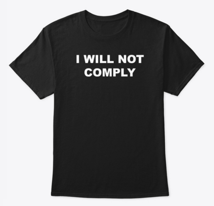 I Will Not Comply Grok Gear on Black Tee