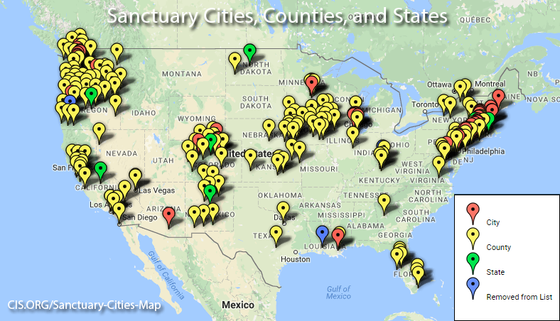 Sanctuary city map