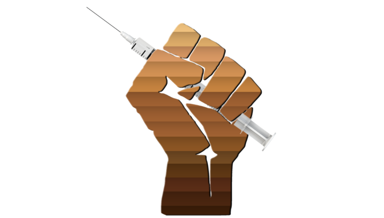 Equity Medicine Protest fist with hypdermic2