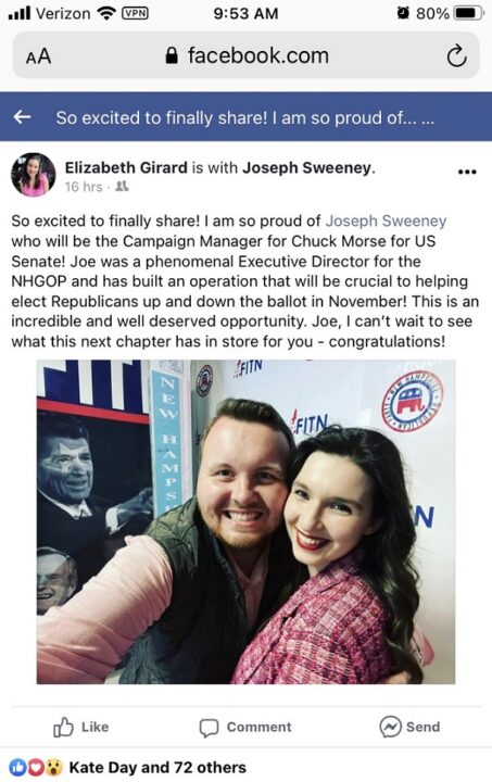 Joe Sweeney to be Chuck Morse Campaign Manager FB