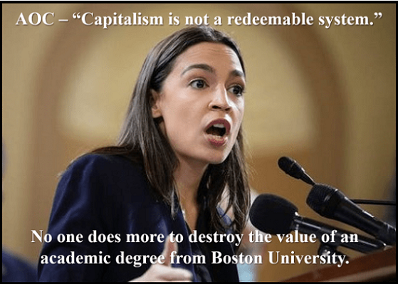 AOC on destroying value of a BU Degree