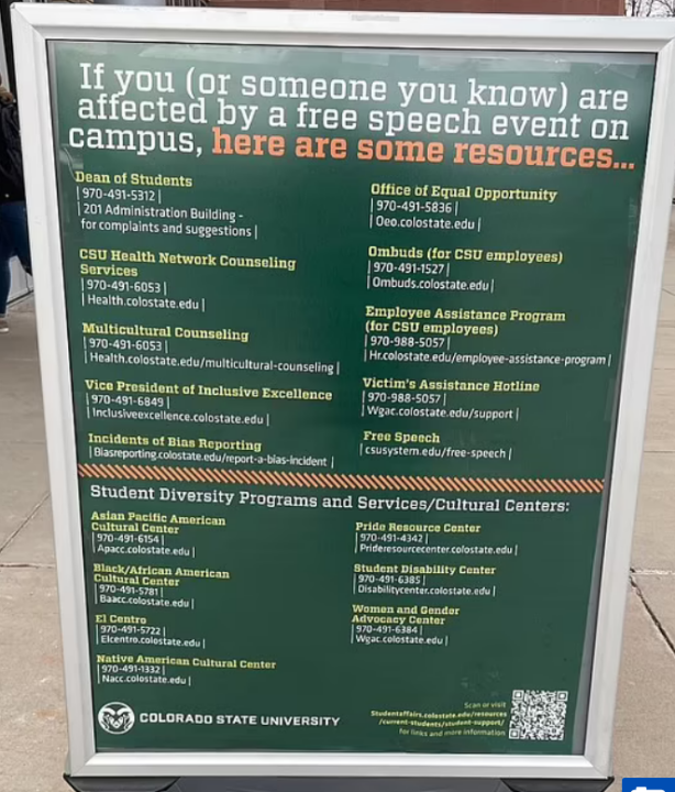 Colorado State Free Speech Support sign