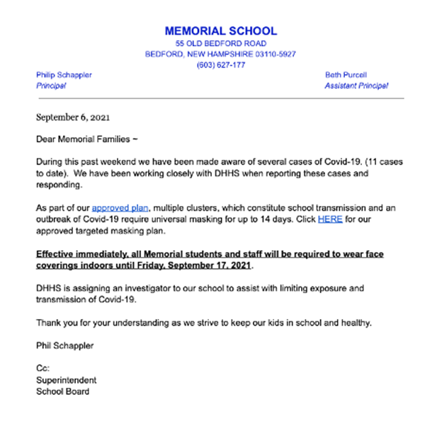 Bedford Memorial Letter