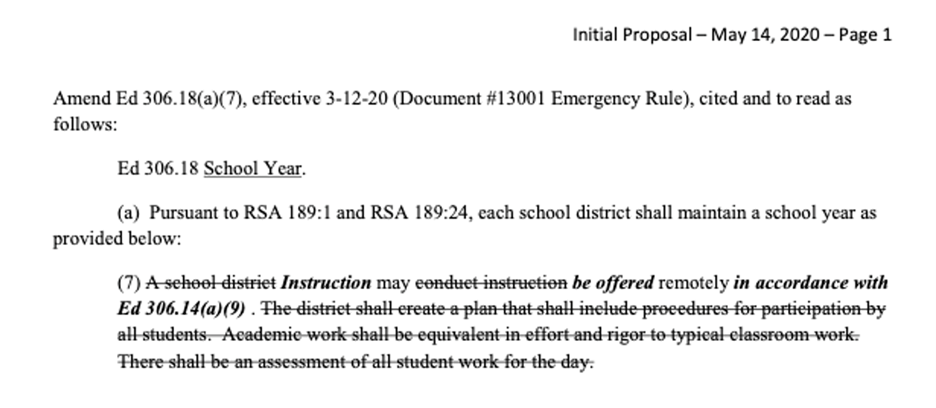 DOE ED306.18 proposed change May 2020