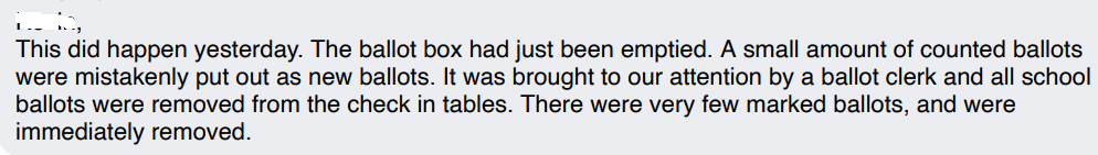 Town response to marked ballots