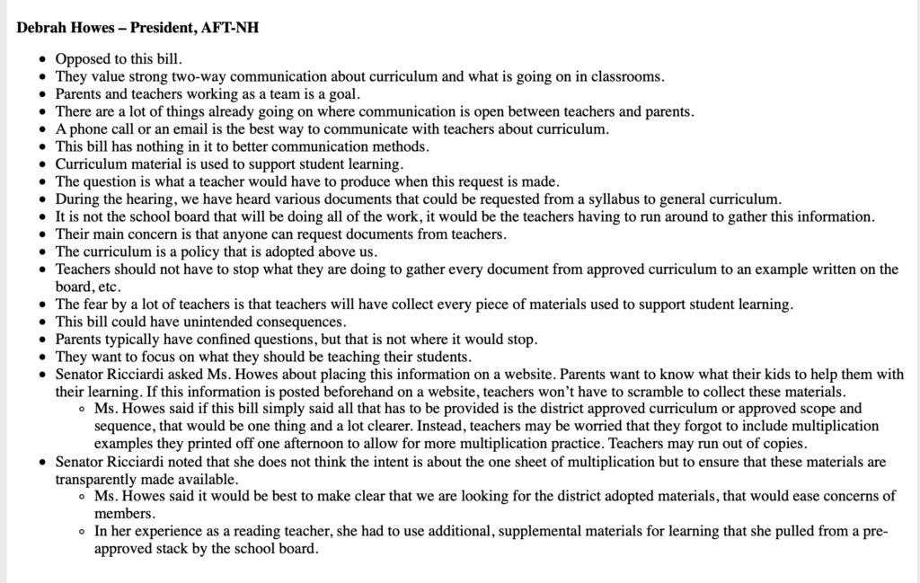 Debra Howes Testimony HB1434 notes