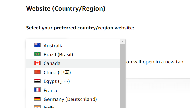 Amazon Home Page change Country pic 2