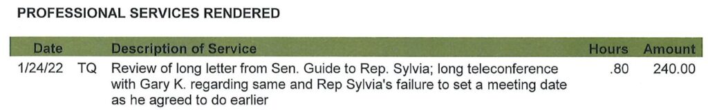 Devine-Millimet billing for Bob Guida letter