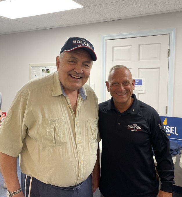 Andy Martin with Don Bolduc and wearing Bolduc hat
