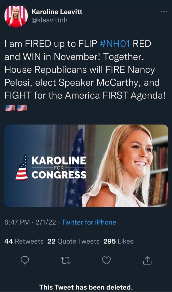 Leavitt Support for McCarthy Tweet