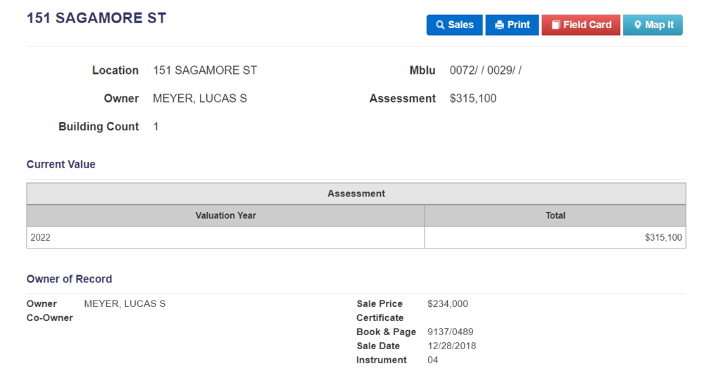 Property Card screen grab 151 Sagamore St Manchester