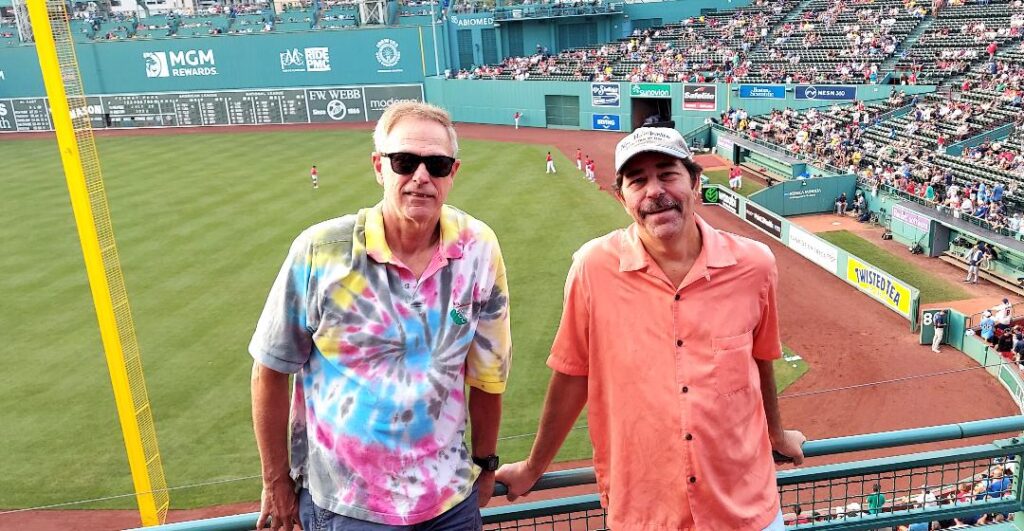State Representatives Mike Moffett and Jose Cambrils at Fenway Park