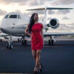 Private jet runway woman wealth