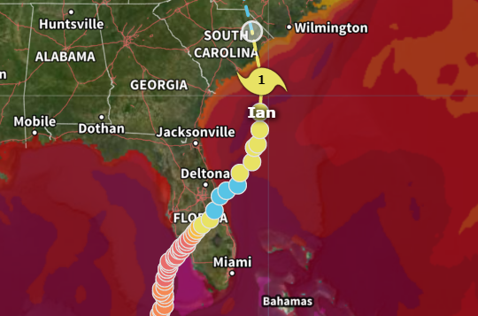 IAN actual track as of Fri AM