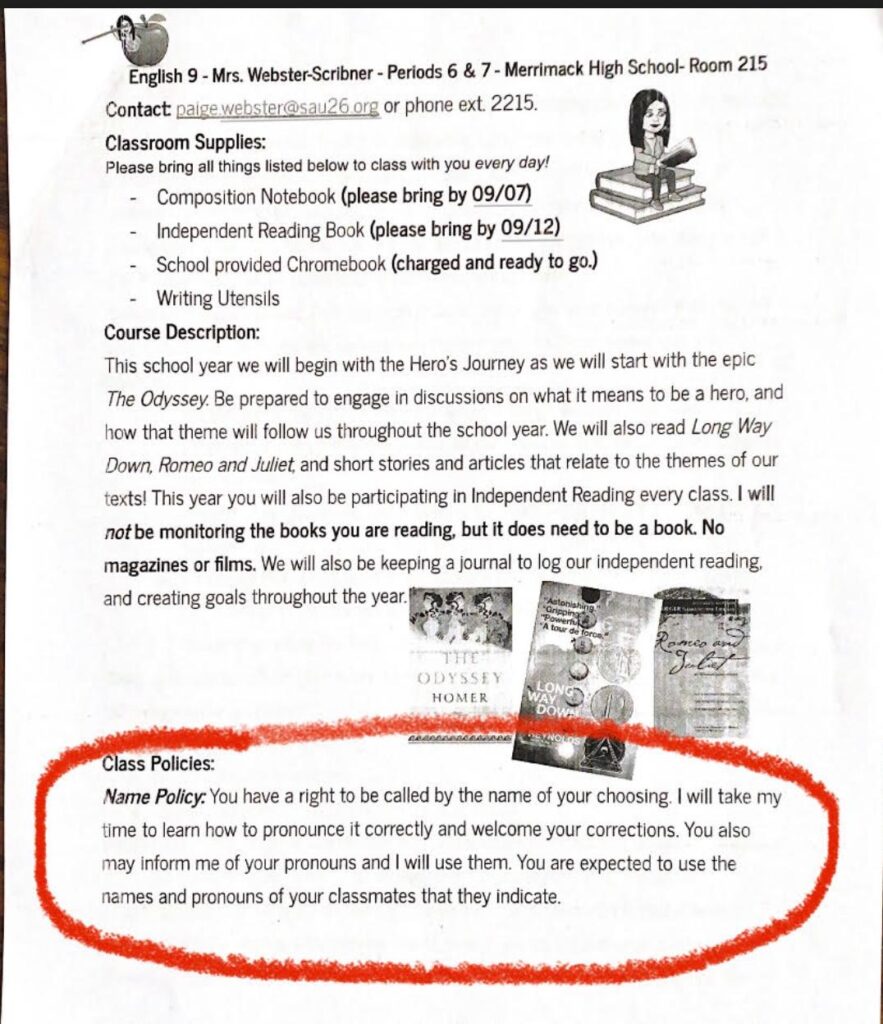 Merrimcal HS English Class Grade 9 policies