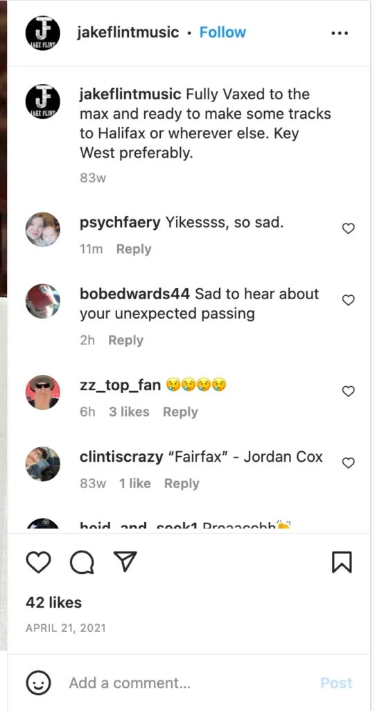 Jake Flint Social media vaxx status