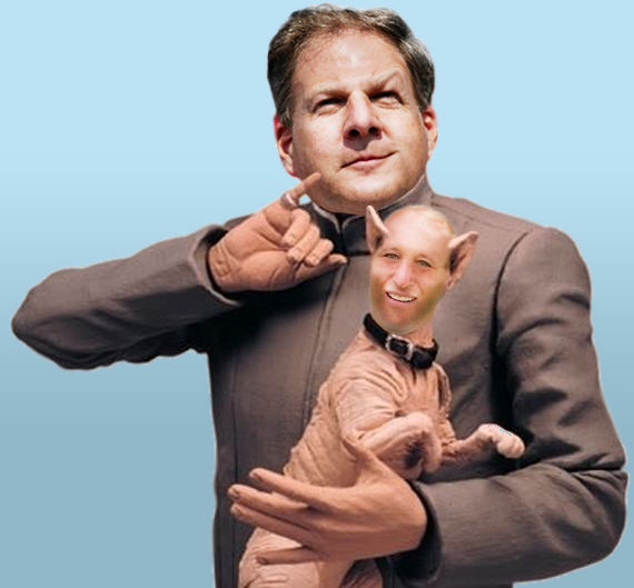 Baby Huey Sununu as dr and Mike Bordes as his hairless cat