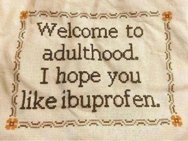 Welcome to Adulthood - Ibuprofen Ebaum's World meme