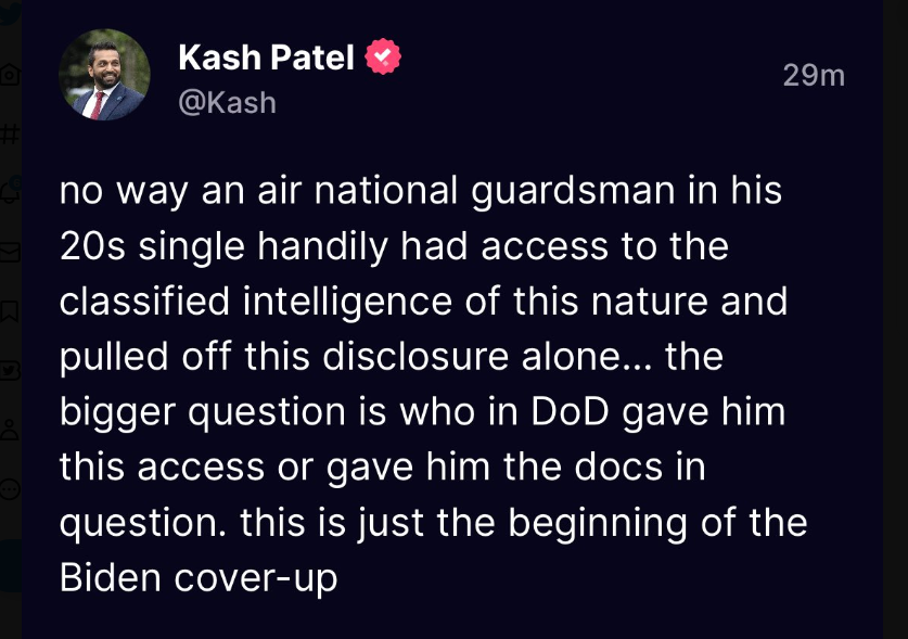 Kash Patel - Pentagon leak is a set up for restricr act