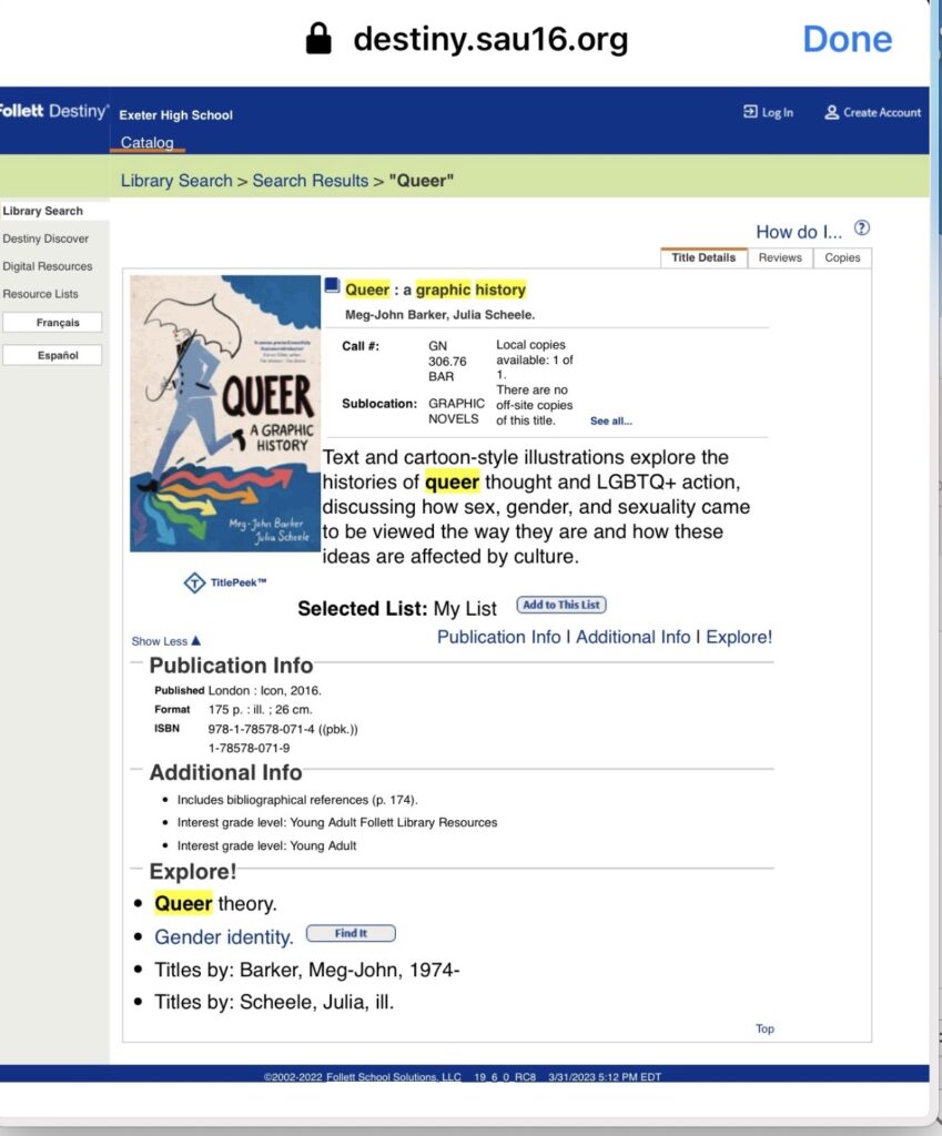 SAU 16 EHS Library Catalog