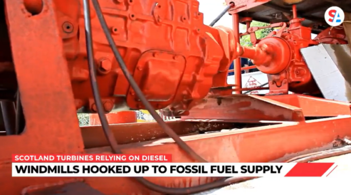 Wind mills hoockes to fossil fuel supply