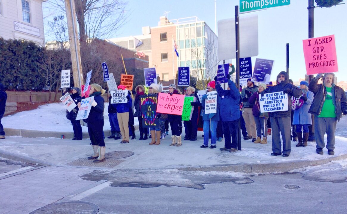 Protesters at Equality Health Center
