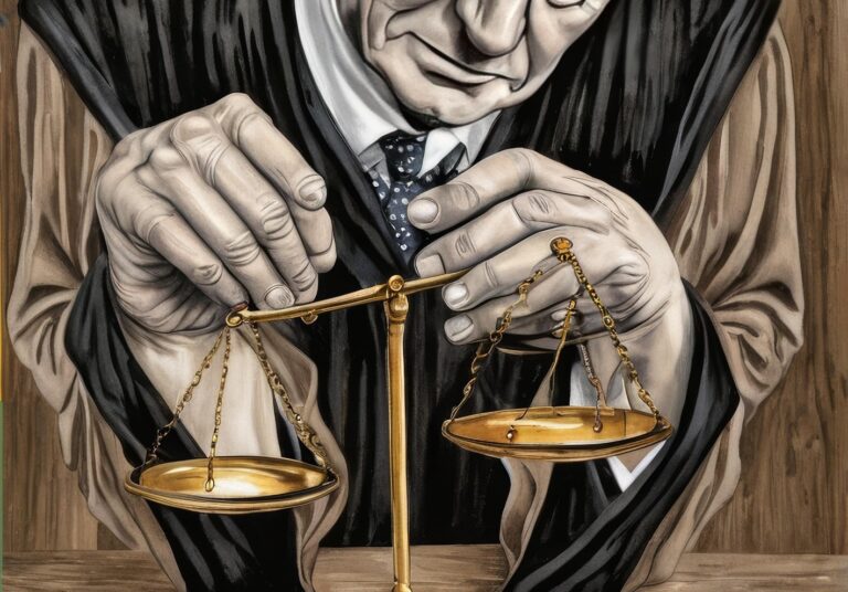 Judge robes scales of justice AI - gen