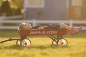 Kid in a wagon
