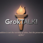 GrokTALK logo with torch