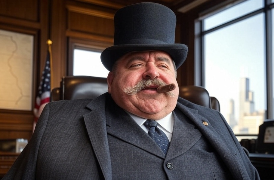 Top hat wearing fat cat