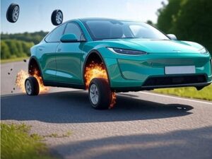 EV tires on fire