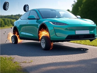 EV tires on fire