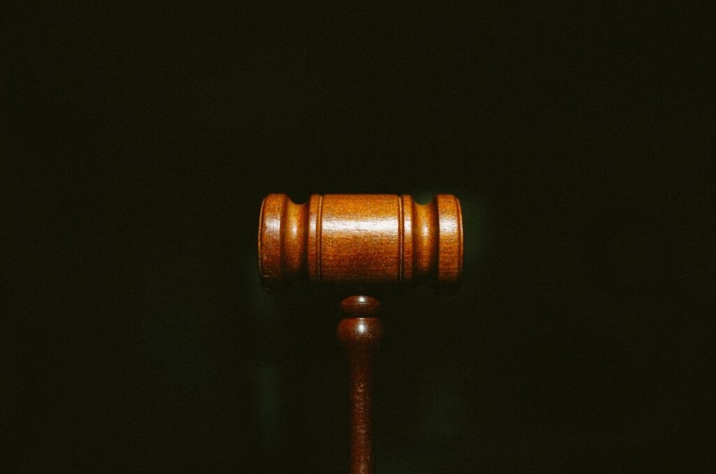 Gavel with black background