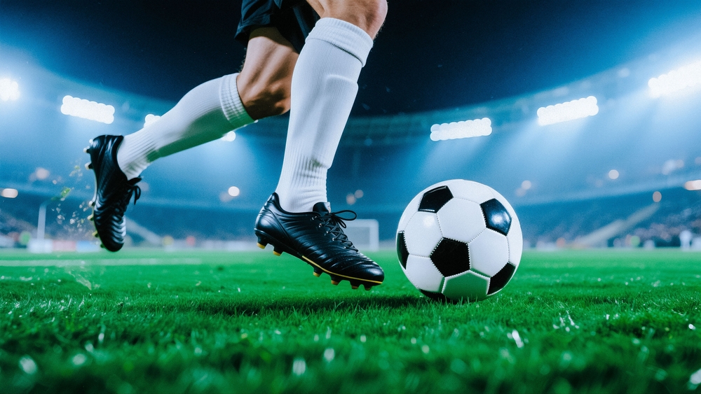A,Footballer,Prepares,To,Kick,A,Soccer,Ball,On,A