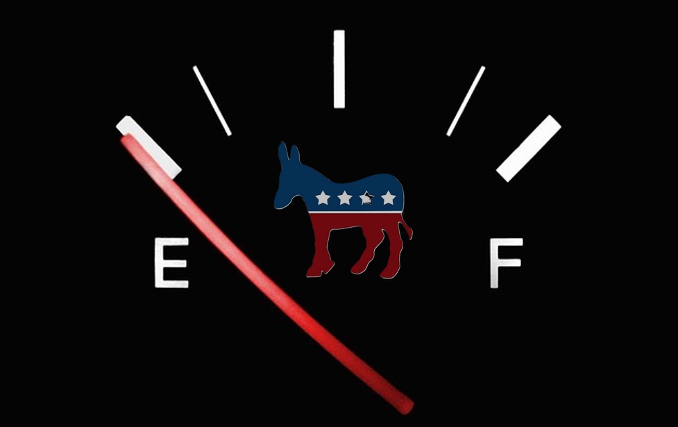 democrat donkey on gas gaugae at empty
