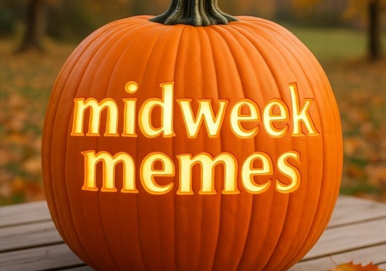 pumpkin carved with midweek memes