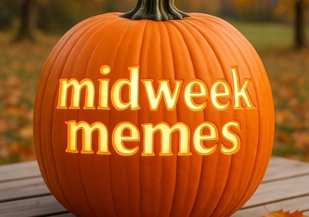 pumpkin carved with midweek memes