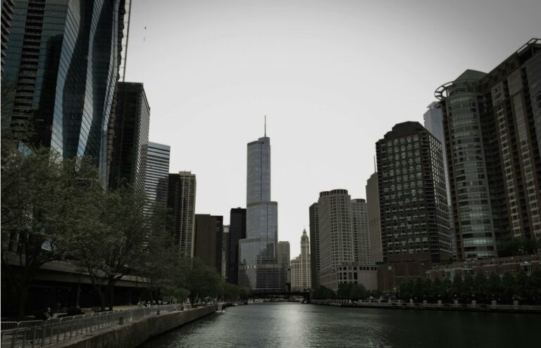 black and white citiscape