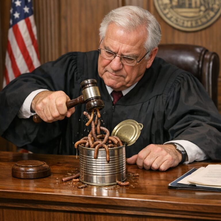 judge with a can of worms - AI image